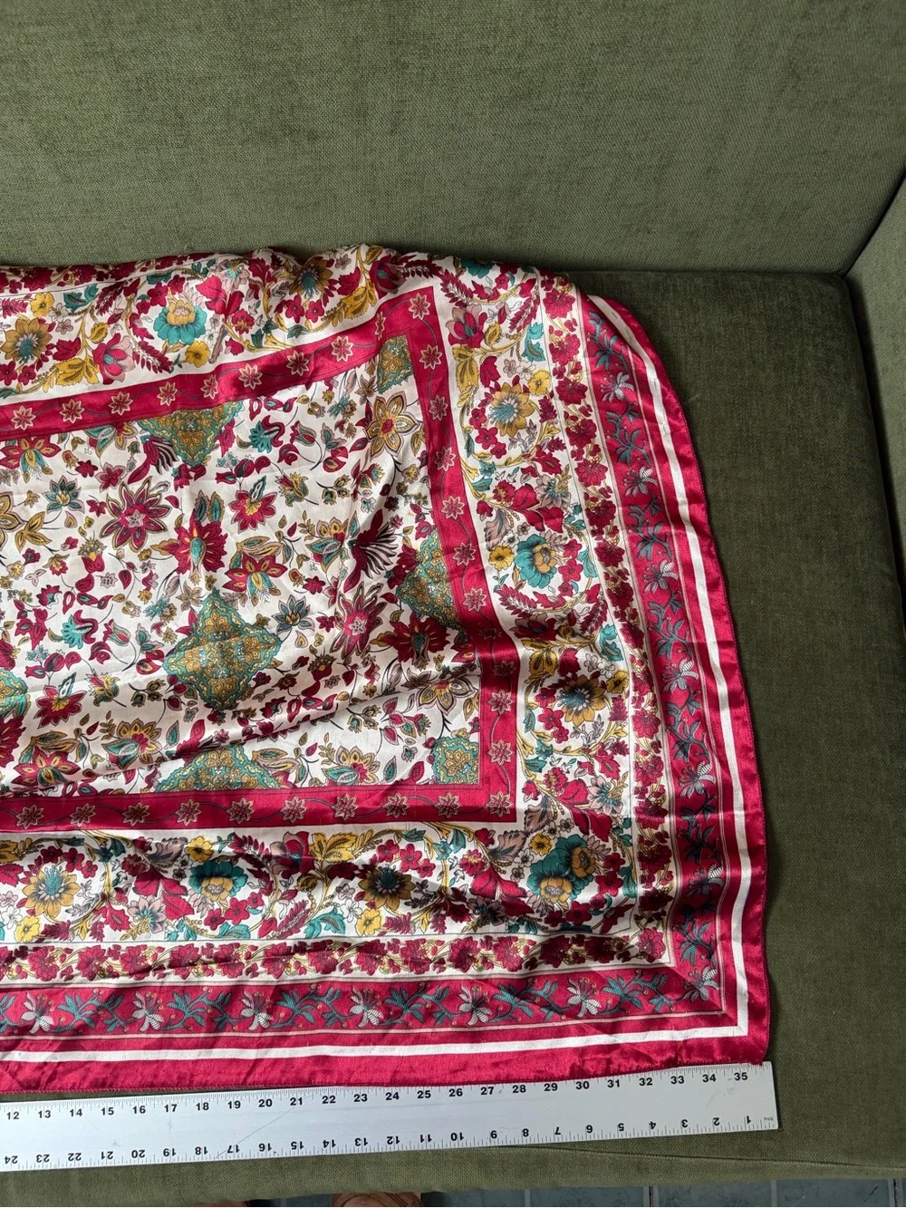 Floral Silk Like Patterned Pink Scarf
